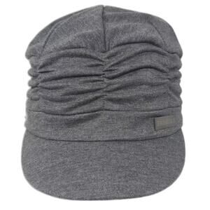 Gray Army Cap Hat One Size Pleated Jersey Knit Soft Peaked Slouchy Textured